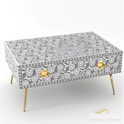 Sunflower-Bone Inlay -Rectangular-Coffee Table | Luxury Handmade Coffee Table