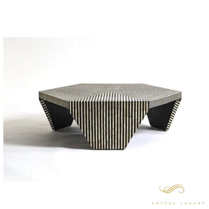 Striped Coffee Table Bone inlay | Luxury Handmade Coffee Table