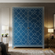 Elegant Blue Patterned Wooden Wardrobe | Luxury Handmade Wardrobe