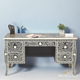 Black 5 drawers Bone Inlay Floral office desk | Luxury Handmade Desk
