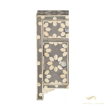 Bone inlay Nightstand with drawers - perfect for home decor | Luxury Handmade Bedside Table