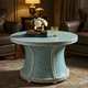 Blue Patterned Round Accent Table | Luxury Handmade Coffee Table