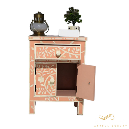 Pink Bedside Table with Drawers | Luxury Handmade Bedside Table