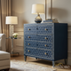 Navy Blue Hexagon Patterned Chest of Drawers | Luxury Handmade Dresser