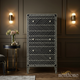 Black and White Geometric Patterned Tall Cabinet | Luxury Handmade Tallboy