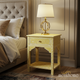 Yellow Patterned Wooden Bedside Table with Single Drawer | Luxury Handmade Bedside Table