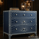 Handcrafted Blue Wood Chest of Drawers with White Inlay | Luxury Handmade Chest of Drawer