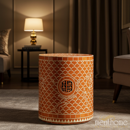 Decorative Ceramic Garden Stool with Hand-Painted Pattern | Luxury Handmade Stool
