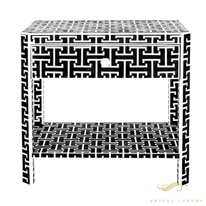 Bone Inlay Bedside Table for Home | Luxury Handmade Bedside Table