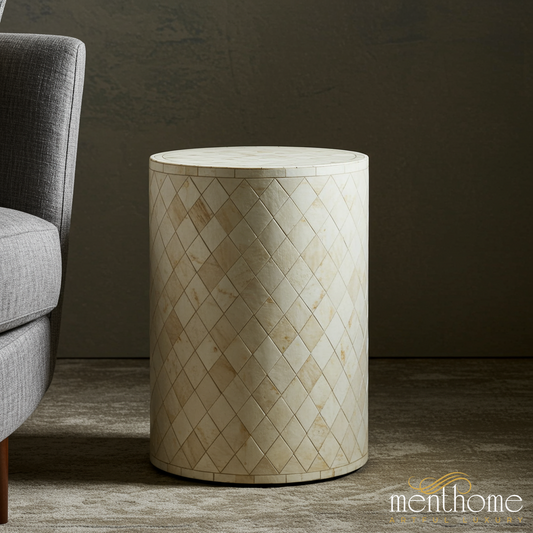 Luxury Ivory Bone Inlay Side Table | Luxury Handmade Side Table