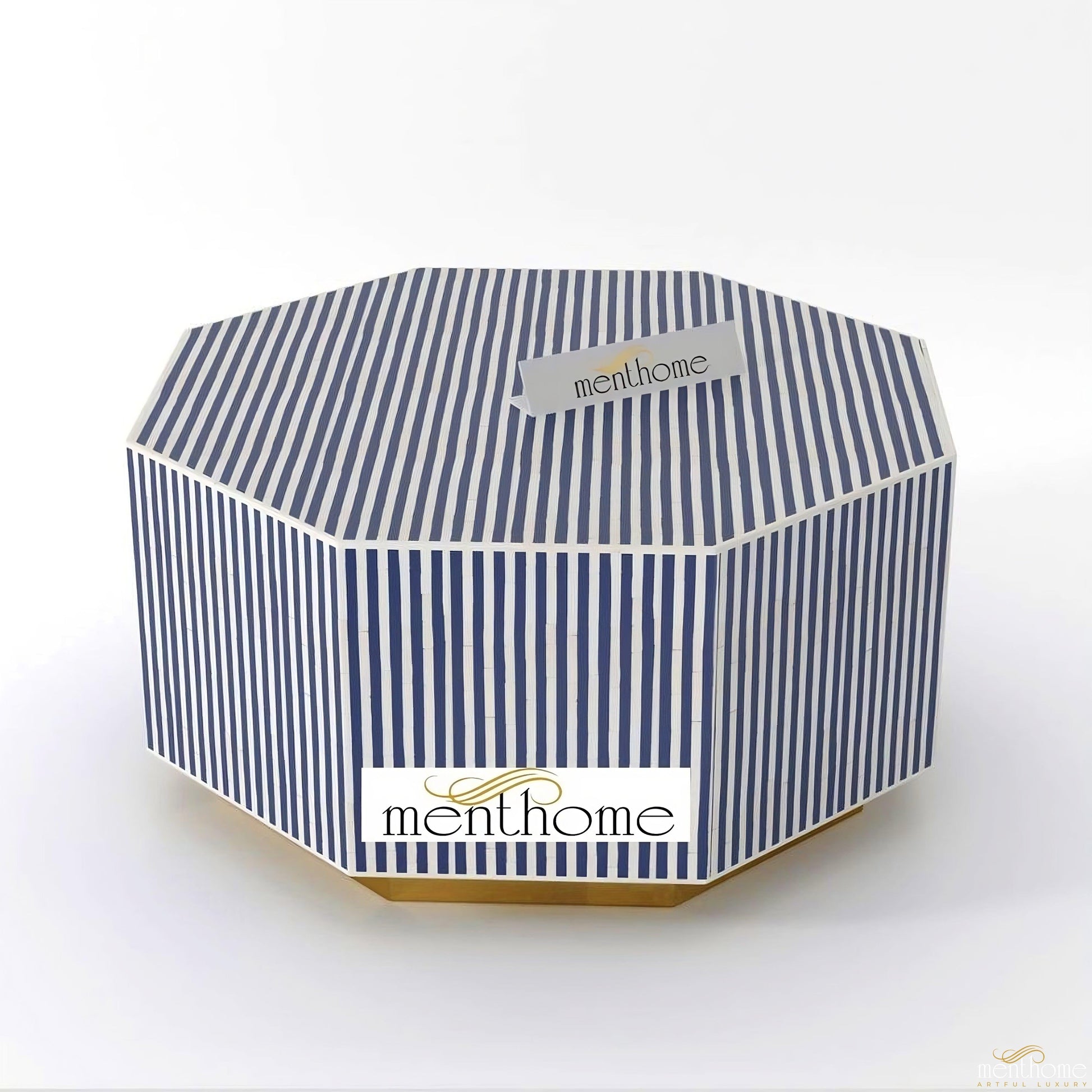 Bone Inlay Hexagonal Stripe Coffee Table | Luxury Handmade Coffee Table