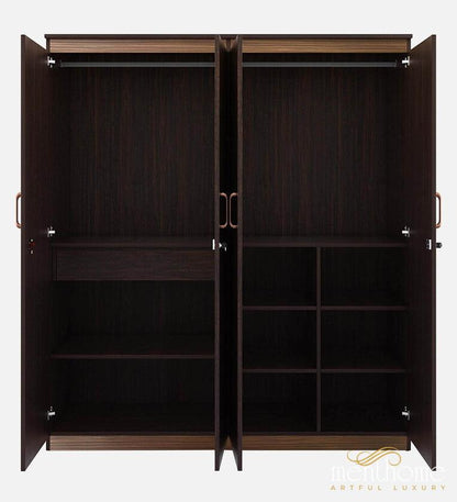 Coral 4 Door Wardrobe in Choco Walnut Finish | Luxury Handmade Wardrobe