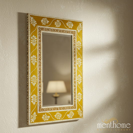 Elegant Golden Floral Mirror | Luxury Handmade Mirror