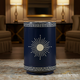 Navy Blue Decorative Side Table with Sunburst Design | Luxury Handmade Stool