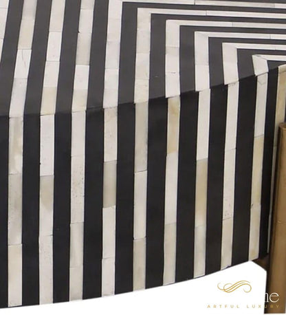 Bone Inlay Stripes Pattern Coffee Table | Luxury Handmade Coffee Table