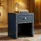 Navy Blue Bone Inlay Accent Side Table with Drawer | Luxury Handmade Bedside Table