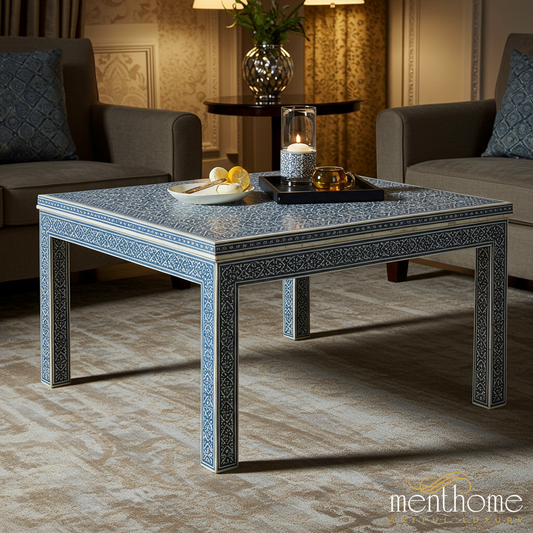 Elegant Handcrafted Bone Inlay Coffee Table | Luxury Handmade Coffee Table