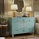Sunburst Pattern Blue Dresser with Gold Accents | Luxury Handmade Dresser