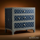 Handcrafted Bone Inlay Blue Chest of Drawers | Luxury Handmade Chest of Drawer
