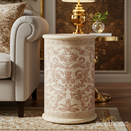 Elegant Floral Ceramic Side Table | Luxury Handmade Side Table