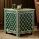 Green Inlay Bone Side Table with Intricate Pattern | Luxury Handmade Side Table