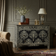 Handcrafted Black Bone Inlay Floral Dresser | Luxury Handmade Dresser