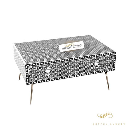 Handmade Bone Inlay One Drawer Coffee Table Furniture | Luxury Handmade Coffee Table