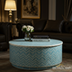 Blue Geometric Pattern Round Coffee Table | Luxury Handmade Coffee Table