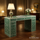 Handcrafted Green Floral Inlay Writing Desk | Luxury Handmade Desk
