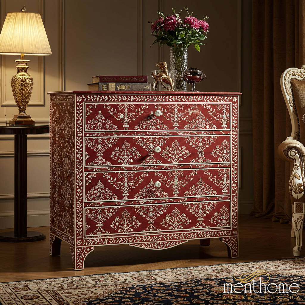 Vintage Hand-Painted Wooden Chest of Drawers | Luxury Handmade Chest of Drawer