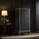 Elegant Black and Gold Patterned Tall Chest of Drawers | Luxury Handmade Tallboy
