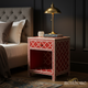 Red and White Patterned Bedside Table with Single Drawer | Luxury Handmade Bedside Table