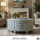 Elegant Blue and White Floral Patterned Coffee Table | Luxury Handmade Coffee Table