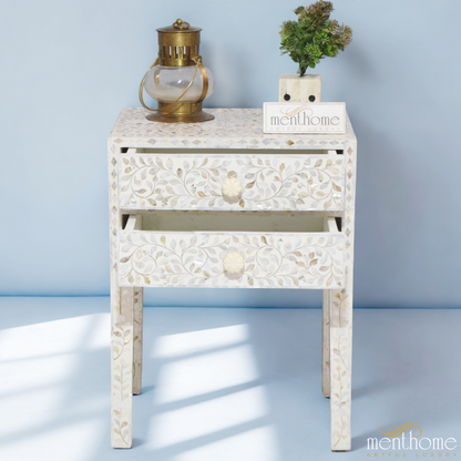 Mother of Pearl Inlay Bedside Table | Luxury Handmade Bedside Table