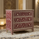 Handcrafted Red Floral Bone Inlay Chest of Drawers | Luxury Handmade Chest of Drawer