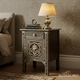 Vintage Inlay Wood Nightstand with Floral Design | Luxury Handmade Bedside Table
