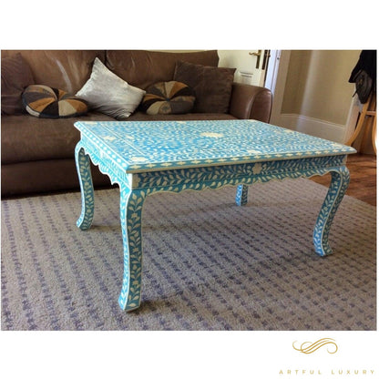 Bone Inlay Floral Pattern Coffee Table | Luxury Handmade Coffee Table