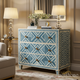 Blue Geometric Patterned Chest of Drawers | Luxury Handmade Dresser