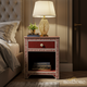 Classic Red and White Decorative Nightstand | Luxury Handmade Bedside Table