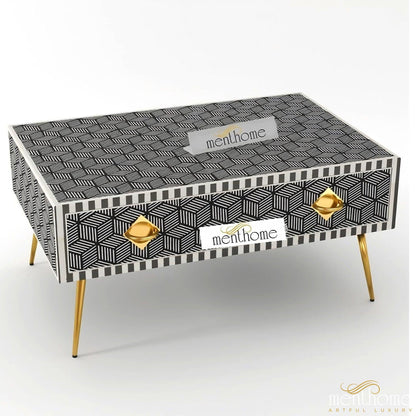 Handmade Inlaid Optical Coffee Table | Luxury Handmade Coffee Table