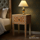 Handcrafted Floral Inlay Wooden Nightstand | Luxury Handmade Bedside Table
