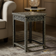 Black and White Inlay Side Table with Floral Design | Luxury Handmade Side Table