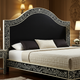 Luxury Black and Ivory Floral Inlay King Bed