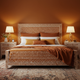 Handcrafted Inlay Wooden Bed with Matching Nightstands