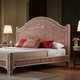 Luxury Handcrafted Red and White Bone Inlay Queen Bed