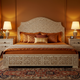 Luxurious Inlaid Pattern King Size Bed Set with Nightstands