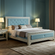 Luxury Upholstered Blue and White Classic Bed Frame