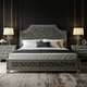 Luxurious Handcrafted Bone Inlay King Bed with Matching Nightstands