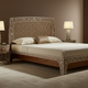 Luxury Inlaid Wooden Bed with Elegant Floral Detailing