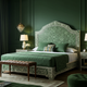 Luxury Green Inlay King Bed with Intricate Bone Detailing